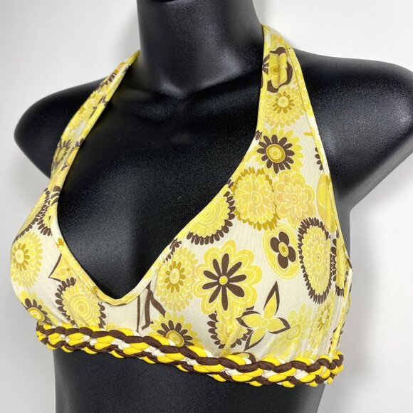 LOUIS VUITTON Yellow/Brown Monogram Flower Print Bikini  *AS IS* - Picture 4 of 14